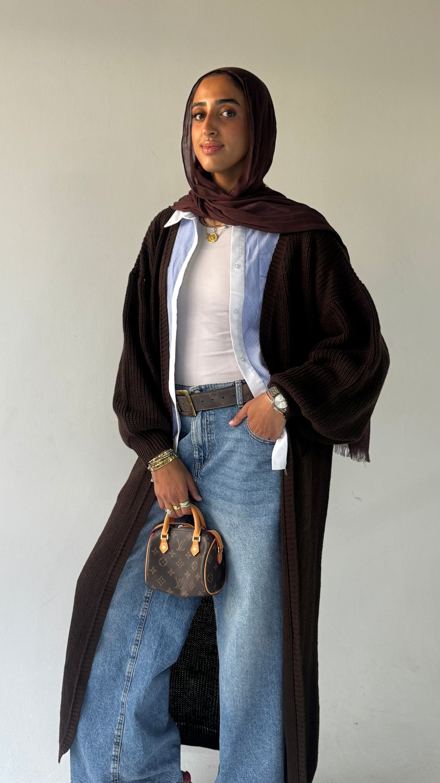 The knit cardigan - in Chocolate