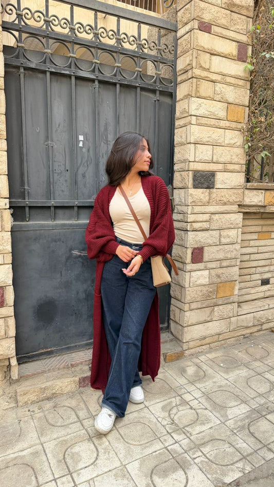 Knit cardigan - Burgundy